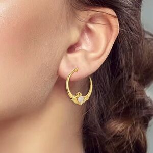 925 Sterling Silver Irish Claddagh Hoop Earrings